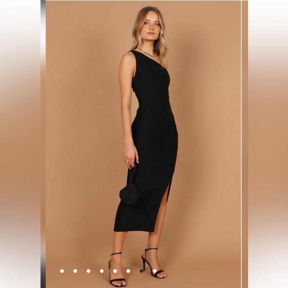 Petal & Pup Marquee One Shoulder Sparkle Midi Dress